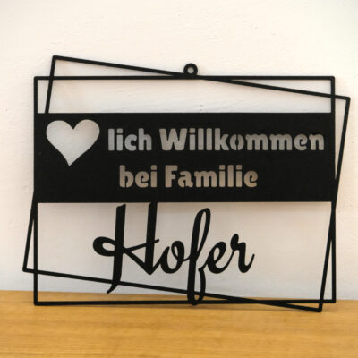 Türschild - "Herzlich Willkommen Eckig"