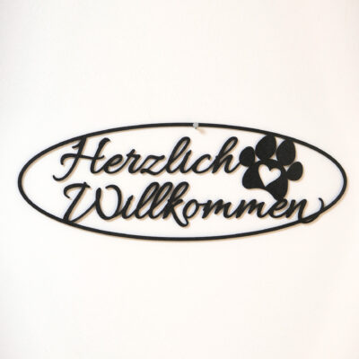 herzlich_willkommen_tรผrschild_hundepfote Tรผrschild โ โHerzlich Willkommen mit Pfote"