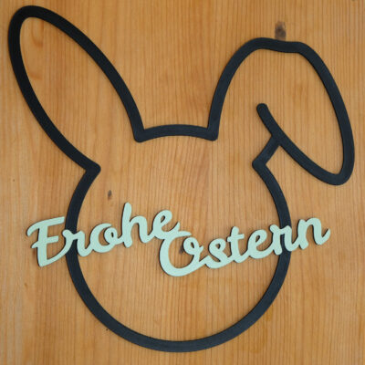 Wandschild - "Frohe Ostern Hasenkopf"