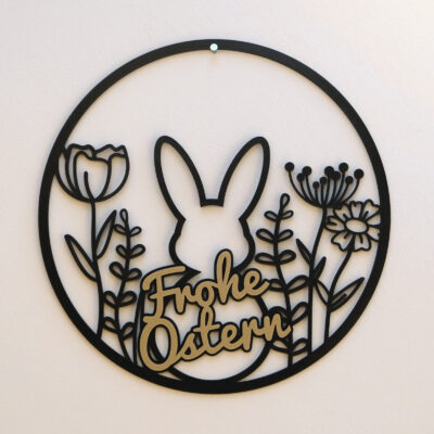 Wandschild - "Frohe Ostern Blumen"
